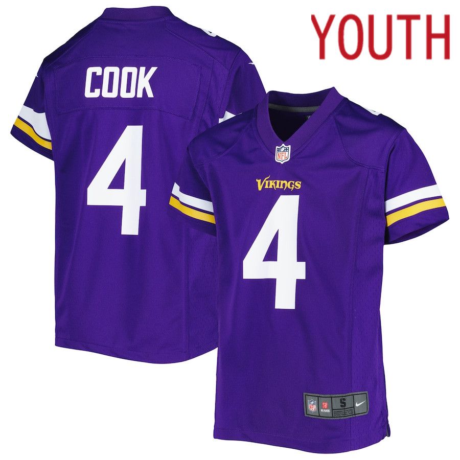 Youth Minnesota Vikings 4 Dalvin Cook Nike Purple Game NFL Jersey